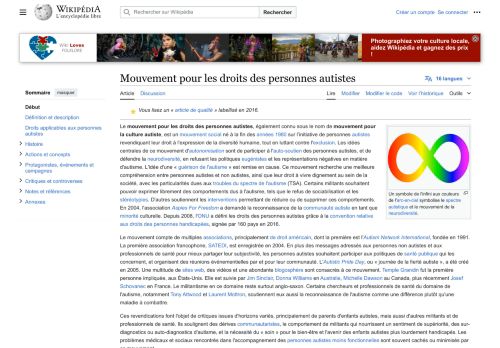 [France] Wikipédia ‘Mouvement pour les droits des personnes autistes’
