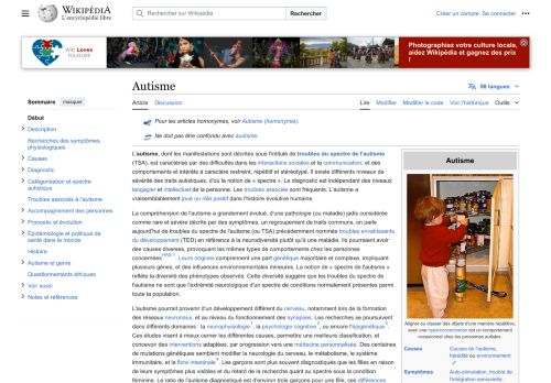 [France] Wikipédia ‘Autisme’