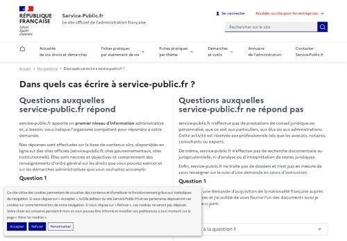 [France] “Poser une question à service-public.fr” (Administration française)
