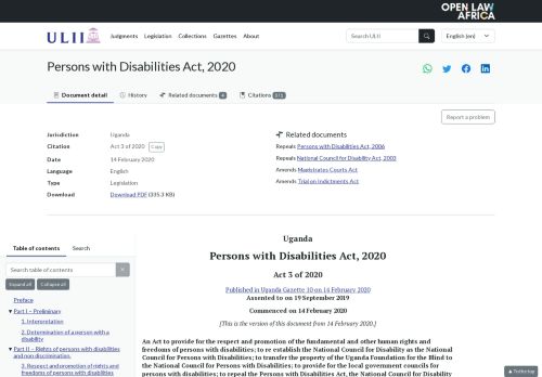 [Ouganda] Persons with Disabilities Act, 2020