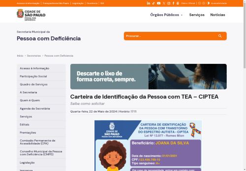 Carteira de Identificação da pessoa com Transtorno do Espectro Autista (CIPTEA)