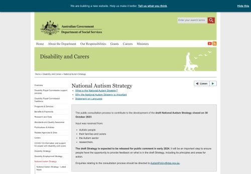 [Australie] National Autism Strategy (Australian Government)