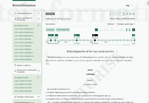 Bekendtgørelse af lov om social service LBK nr 170 af 24/01/2022