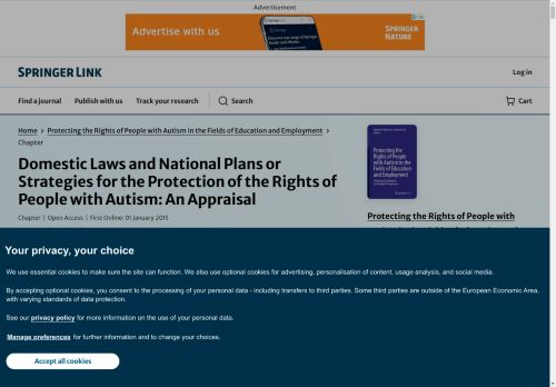 Domestic Laws and National Plans or Strategies for the Protection of the Rights of People with Autism: An Appraisal