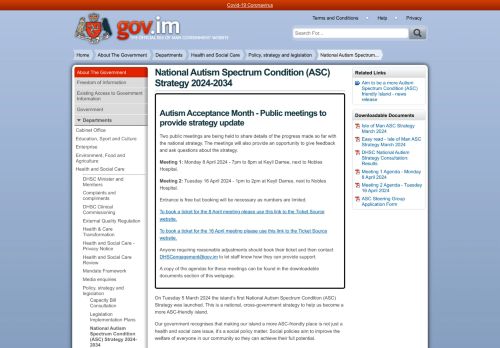 [Ile de Man] (Secteur gouvernemental en charge de la) Stratégie nationale pour la Condition du Spectre Autistique (CSA)