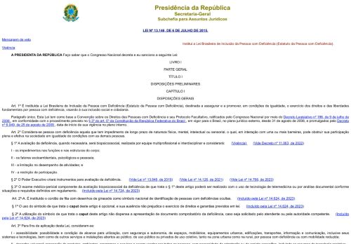 [Brésil] Lei Brasileira de Inclusão da Pessoa com Deficiência (2015)