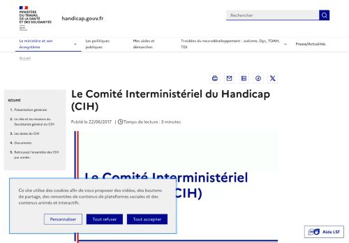 [France] Comité Interministériel du Handicap (CIH)