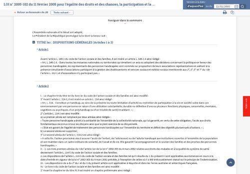 [France] Loi N° 2005-102 pour l’égalité des droits et des chances, la participation et la citoyenneté des personnes handicapées (2005)